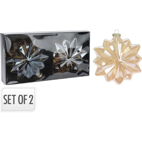 SET 2 STELLE 13CM VETRO AMBRA